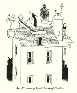 Viehättävästi katettu kattopuutarha (litho) tekijältä William Heath Robinson