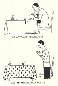 Hankala ahdinko ja taiteellinen ulospääsy siitä (litho) tekijältä William Heath Robinson
