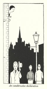 Huomaamaton julistus (litho) tekijältä William Heath Robinson