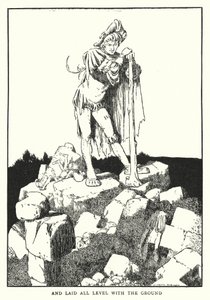 Ja asetti kaikki tasolle maan kanssa (litho) tekijältä William Heath Robinson