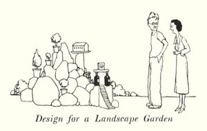 Suunnittelu maisemapuutarhaan (litho) tekijältä William Heath Robinson