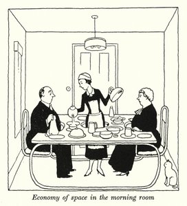 Tilasäästö aamuhuoneessa (litho) tekijältä William Heath Robinson