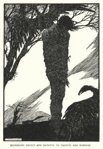 Äärimmäisen vastenmielinen ja vihamielinen varkaille ja rosvoille (litho) tekijältä William Heath Robinson