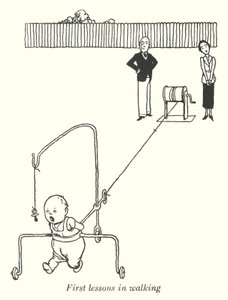 Ensimmäiset kävelytunnit (litho) tekijältä William Heath Robinson