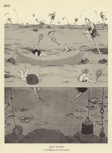 Fish Tennis, jännittävä uusi vesipeli tekijältä William Heath Robinson