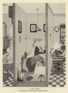 Tasainen käyttöikä, joitain nerokkaita laitteita kylmiin aamuihin tekijältä William Heath Robinson