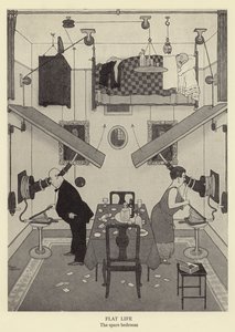 Tasainen elämä, ylimääräinen makuuhuone litho tekijältä William Heath Robinson