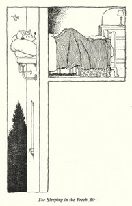 Raitis ilmassa nukkumiseen (litho) tekijältä William Heath Robinson