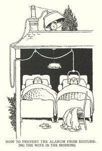 Kuinka estää hälytintä häiritsemästä vaimoa aamulla (litho) tekijältä William Heath Robinson