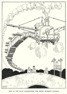 Kuvitus Railway Ribaldrylle, W Heath Robinson (litho) tekijältä William Heath Robinson