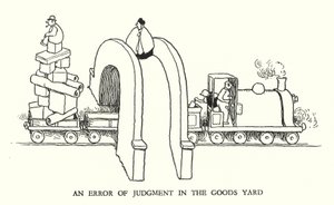 Kuvitus Railway Ribaldrylle, W Heath Robinson (litho) tekijältä William Heath Robinson