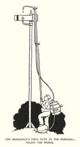 Kuvitus Railway Ribaldrylle, W Heath Robinson (litho) tekijältä William Heath Robinson