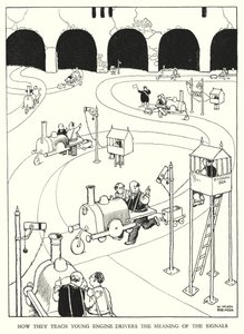 Kuvitus Railway Ribaldrylle, W Heath Robinson (litho) tekijältä William Heath Robinson