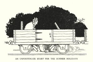 Kuvitus Railway Ribaldrylle, W Heath Robinson (litho) tekijältä William Heath Robinson