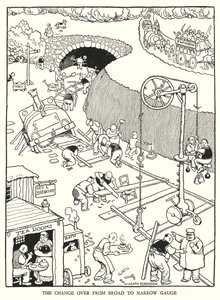 Kuvitus Railway Ribaldrylle, W Heath Robinson (litho) tekijältä William Heath Robinson