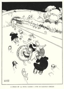 Kuvitus Railway Ribaldrylle, W Heath Robinson (litho) tekijältä William Heath Robinson