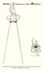 Kuvitus Railway Ribaldrylle, W Heath Robinson (litho) tekijältä William Heath Robinson