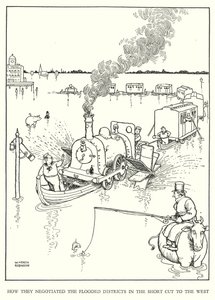 Kuvitus Railway Ribaldrylle, W Heath Robinson (litho) tekijältä William Heath Robinson