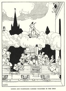 Kuvitus Railway Ribaldrylle, W Heath Robinson (litho) tekijältä William Heath Robinson