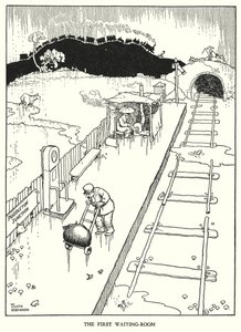 Kuvitus Railway Ribaldrylle, W Heath Robinson (litho) tekijältä William Heath Robinson