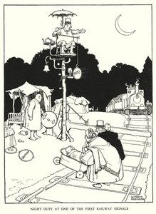 Kuvitus Railway Ribaldrylle, W Heath Robinson (litho) tekijältä William Heath Robinson