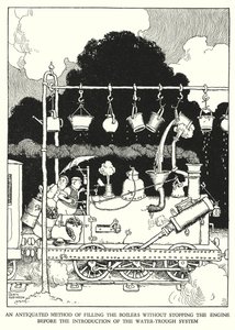 Kuvitus Railway Ribaldrylle, W Heath Robinson (litho) tekijältä William Heath Robinson