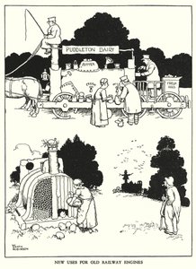 Kuvitus Railway Ribaldrylle, W Heath Robinson (litho) tekijältä William Heath Robinson