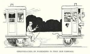 Kuvitus Railway Ribaldrylle, W Heath Robinson (litho) tekijältä William Heath Robinson