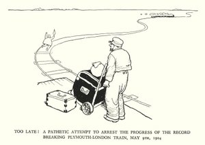 Kuvitus Railway Ribaldrylle, W Heath Robinson (litho) tekijältä William Heath Robinson