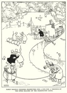 Kuvitus Railway Ribaldrylle, W Heath Robinson (litho) tekijältä William Heath Robinson