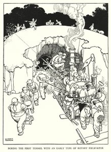 Kuvitus Railway Ribaldrylle, W Heath Robinson (litho) tekijältä William Heath Robinson