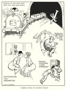 Kuvitus Railway Ribaldrylle, W Heath Robinson (litho) tekijältä William Heath Robinson