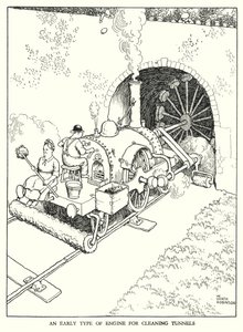 Kuvitus Railway Ribaldrylle, W Heath Robinson (litho) tekijältä William Heath Robinson