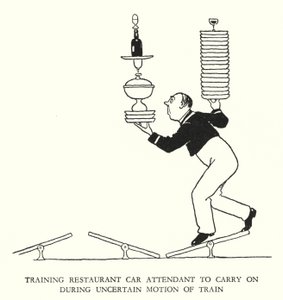 Kuvitus Railway Ribaldrylle, W Heath Robinson (litho) tekijältä William Heath Robinson
