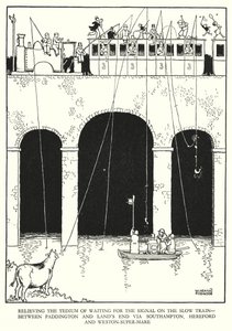 Kuvitus Railway Ribaldrylle, W Heath Robinson (litho) tekijältä William Heath Robinson