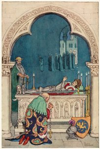 Kuvitus Don Quijoten seikkailuista (värilitho) tekijältä William Heath Robinson