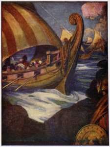 Monet olivat sankareita, jotka purjehtivat pois Kreikasta (värilitho) tekijältä William Heath Robinson