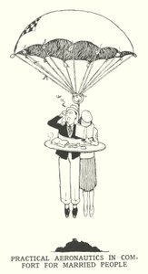 Käytännön ilmailu mukavasti naimisissa oleville ihmisille (litho) tekijältä William Heath Robinson