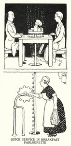Nopea palvelu Breakfast Parlourettessa (litho) tekijältä William Heath Robinson