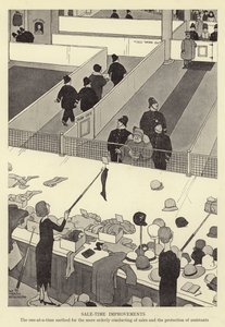Myynnin aikaiset parannukset, yksi kerrallaan menetelmä myynnin järjestämiseen ja assistenttien suojaamiseen tekijältä William Heath Robinson