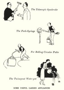 Hyödyllisiä puutarhakoneita (litho) tekijältä William Heath Robinson
