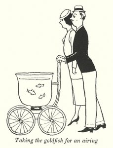 Kultakalan ottaminen tuuletukseen (litho) tekijältä William Heath Robinson
