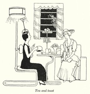 Tee ja paahtoleipä (litho) tekijältä William Heath Robinson