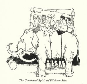 Piltdown Manin yhteisöllinen henki (litho) tekijältä William Heath Robinson