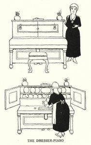 Dresser-Piano (litho) tekijältä William Heath Robinson
