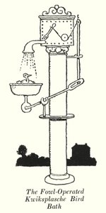 Kanan käyttämä Kwiksplasche Bird Bath (litho) tekijältä William Heath Robinson