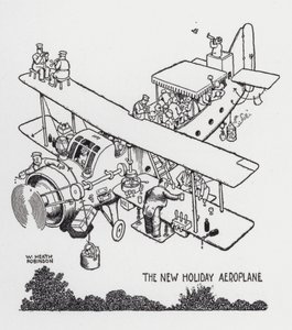 Uusi lomalentokone (litho) tekijältä William Heath Robinson