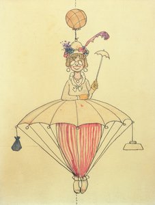 Henkilökohtainen ilmamatkajärjestelmä naisille tekijältä William Heath Robinson