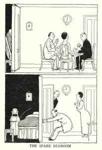 Varamakuuhuone (litho) tekijältä William Heath Robinson