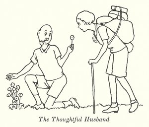 Ajatteleva aviomies (litho) tekijältä William Heath Robinson